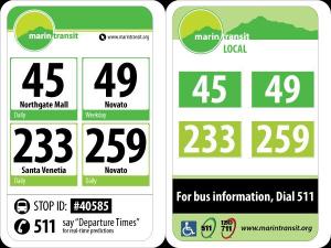 Proposed signage (left) and existing signage (right). From Marin Transit.